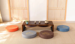 Linen Meditation Cushion & Backrest – Round Tatami Yoga Mat