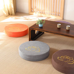 Linen Meditation Cushion & Backrest – Round Tatami Yoga Mat