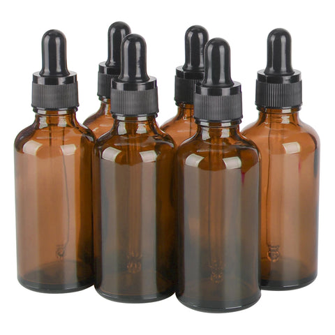 Amber Glass Dropper Bottles – 6/12/24pcs (5ml–100ml) with Glass Pipette