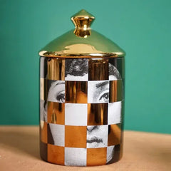 Handmade Ceramic Candle Holder – Lady Face Jar with Red Lips for Home Décor