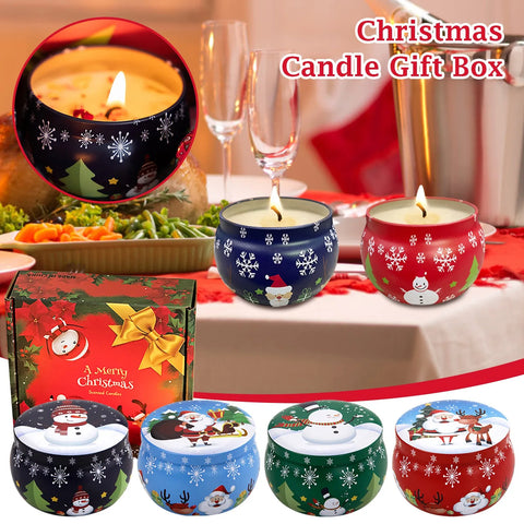 4-Pack Soy Wax Scented Candle Gift Set – Christmas Aromatherapy with Dried Flowers