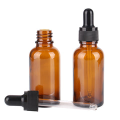 Amber Glass Dropper Bottles – 6/12/24pcs (5ml–100ml) with Glass Pipette