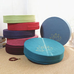 Linen Meditation Cushion & Backrest – Round Tatami Yoga Mat