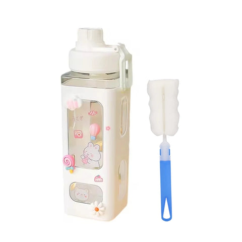 Kawaii Shaker Water Bottle with Straw – 700ml/900ml BPA-Free Cute Drinkware