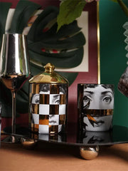 Handmade Ceramic Candle Holder – Lady Face Jar with Red Lips for Home Décor