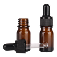 Amber Glass Dropper Bottles – 6/12/24pcs (5ml–100ml) with Glass Pipette