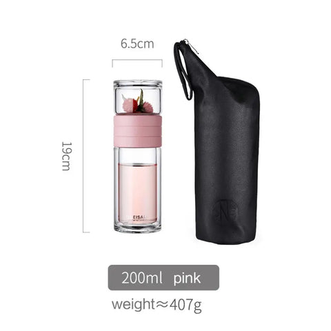 Oneisall Double Wall Glass Tea Infuser Bottle
