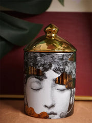 Handmade Ceramic Candle Holder – Lady Face Jar with Red Lips for Home Décor