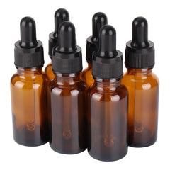 Amber Glass Dropper Bottles – 6/12/24pcs (5ml–100ml) with Glass Pipette