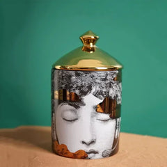 Handmade Ceramic Candle Holder – Lady Face Jar with Red Lips for Home Décor