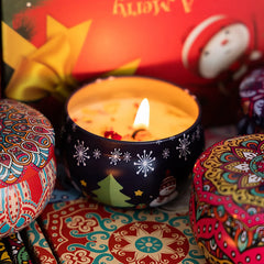4-Pack Soy Wax Scented Candle Gift Set – Christmas Aromatherapy with Dried Flowers